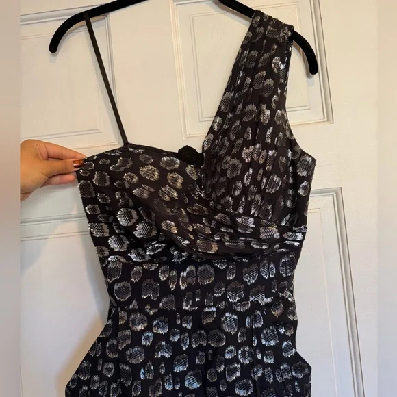BCBGeneration Black and Silver One-Shoulder Dress - Picture 4 of 6